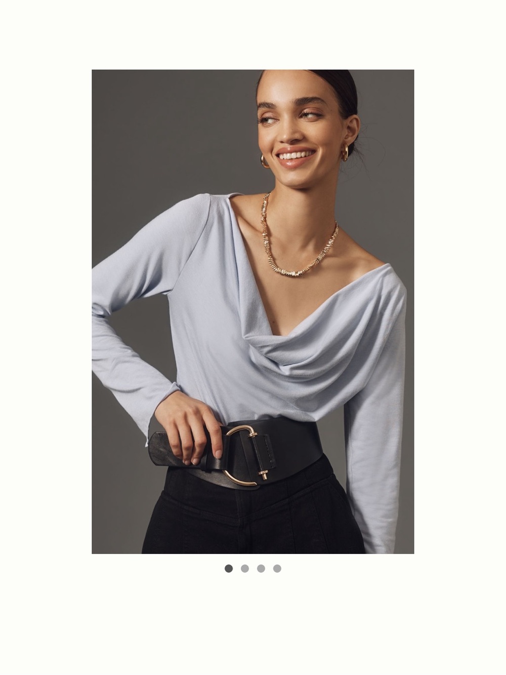 NWT - Anthropologie - Draped Cowl Neck Long-Sleeve Top - Light Blue - M